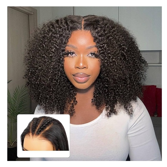 ISEE M-Cap Kinky Curly Glueless Wig Human Hair PrePluck/Cut Bleached Knots 18 In - Picture 4 of 5